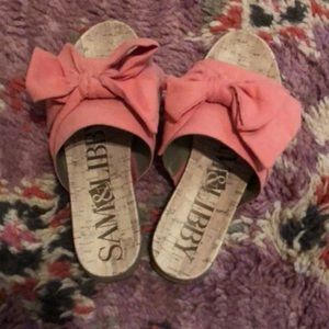 Sam & Libby Pink Bow Slide Sandals